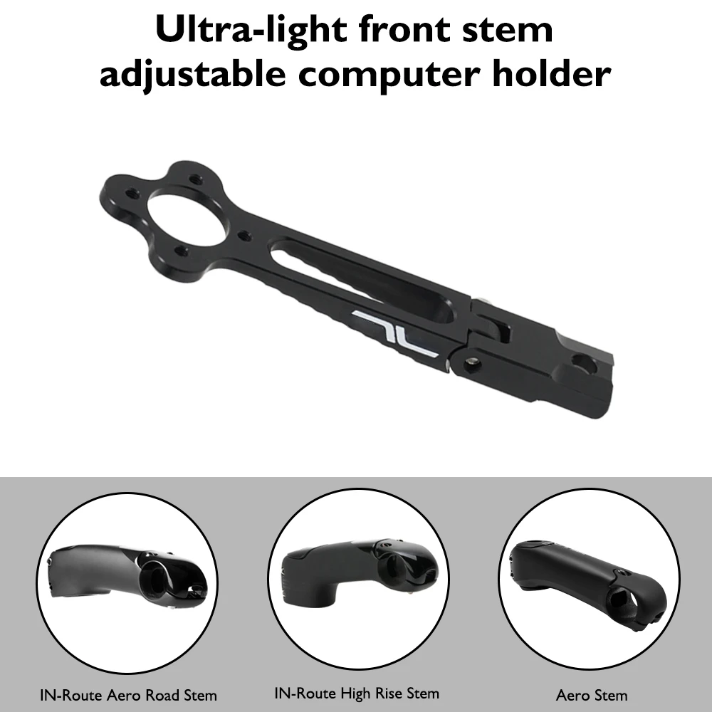 

Adjustable bicycle computer mount, made of aluminum alloy,for aerodynamic road bike stems, compatible with Garmin and Wahoo