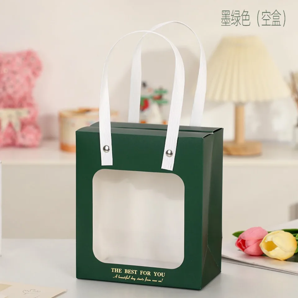 5/10/20 teile/satz Rosa Weihnachten Geschenk Verpackung Tasche Transparente Fenster Papier Box DIY Schokolade Hochzeit Geburtstag handheld Geschenk Pack – Detail 7