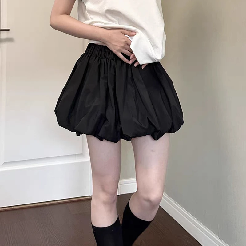 Beach Vacation Club Streetwear Women Vintage Short Skirt Y2K Kawaii Bubble Skirt Preppy Cute High Elastic Mini A-Line Skirt