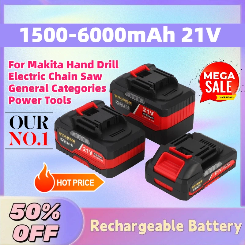 

Upgrade 1500-6000mAh 21V Li-Ion Rechargeable Battery for Makita Hand Drill Electric Chain Saw General Categories Power Tools
