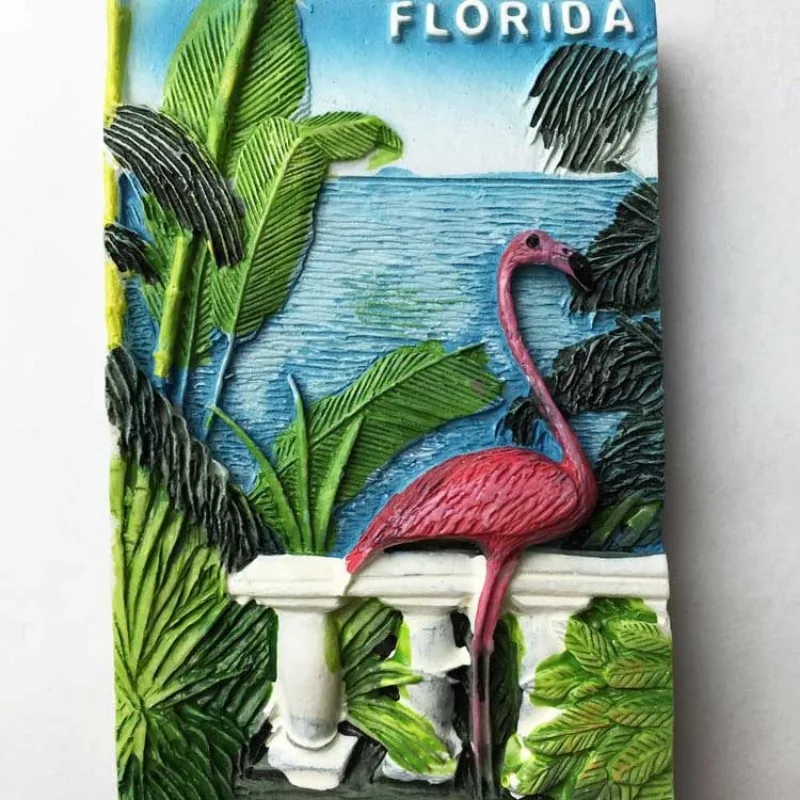 American Travel Memorial Scenic Three-dimensional Refrigerator Sticker, Florida Flamingo Travel Collection Fashion Companion
