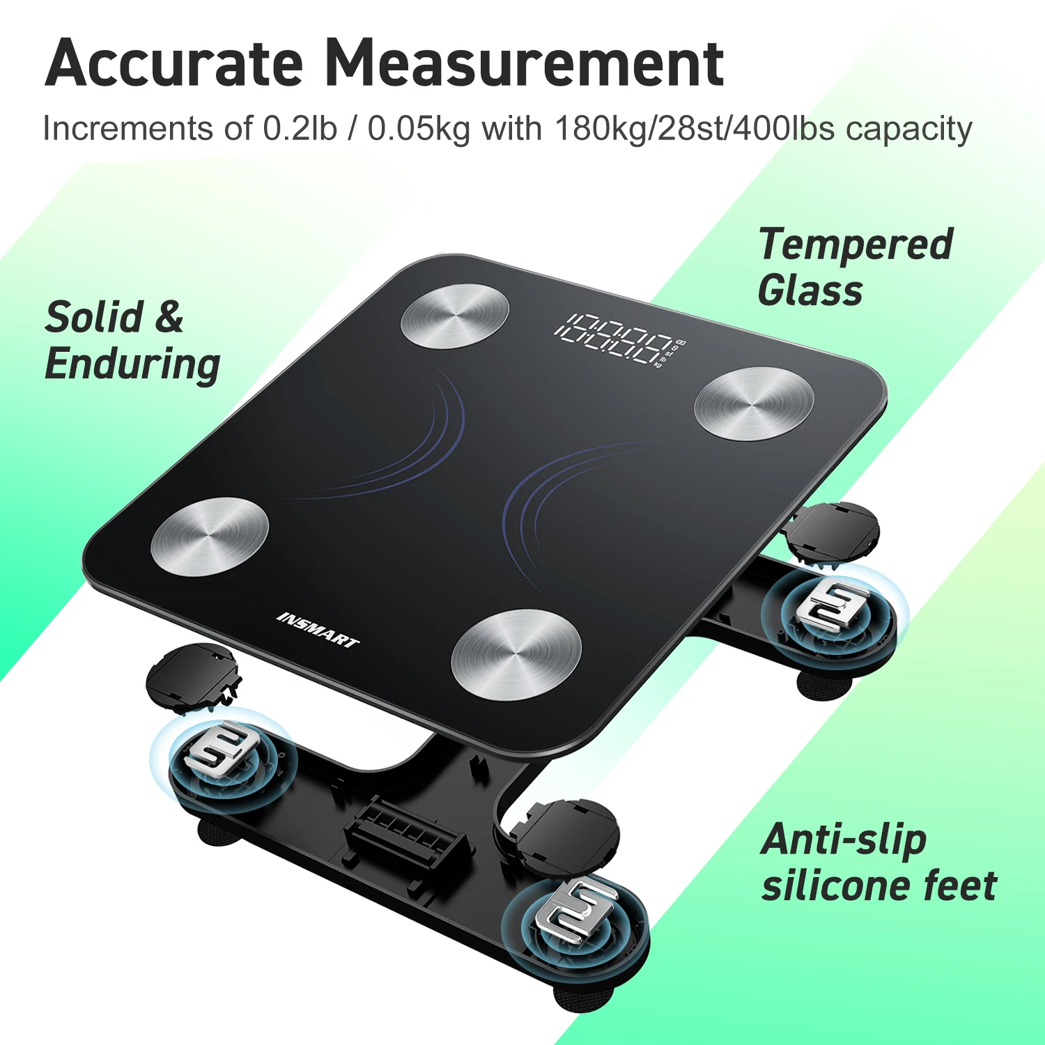 INSMART مقياس الوزن الرقمي شخص ميزان الجسم Inteligente الكبار 180 كجم مقياس المعاوقة الحيوية الذكية الجسم الدهون الموازين المهنية