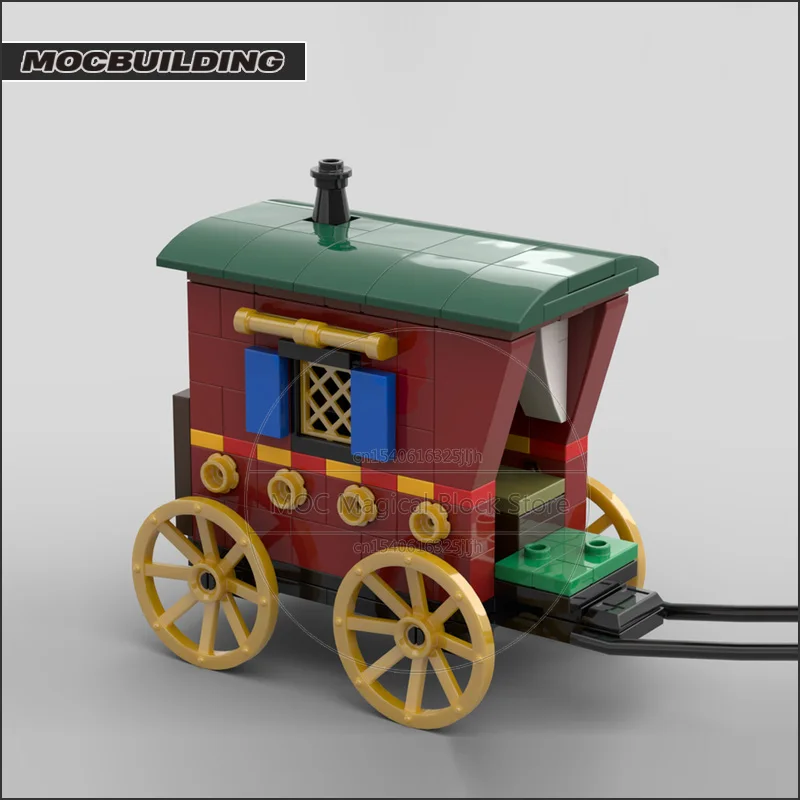 Medieval Wagon MOC Building Blocks Mini Scale Carriage Model Transportation Technology Bricks Display Collection Toys Xmas Gifts