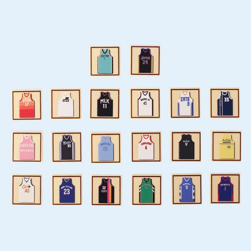 

City Street Scene Basketball Player Figures Printed Parts Building Blocks Basketball Uniform MOC Accessory Bricks Kids Toy Gifts