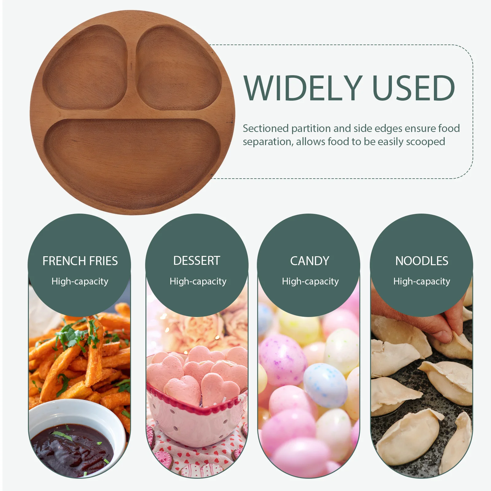 

1pc Wooden Divided Plate 5 Compartment Portion Control Lunch Tray For Diet Wood Dining Plate Luncheon Dish Trays Household