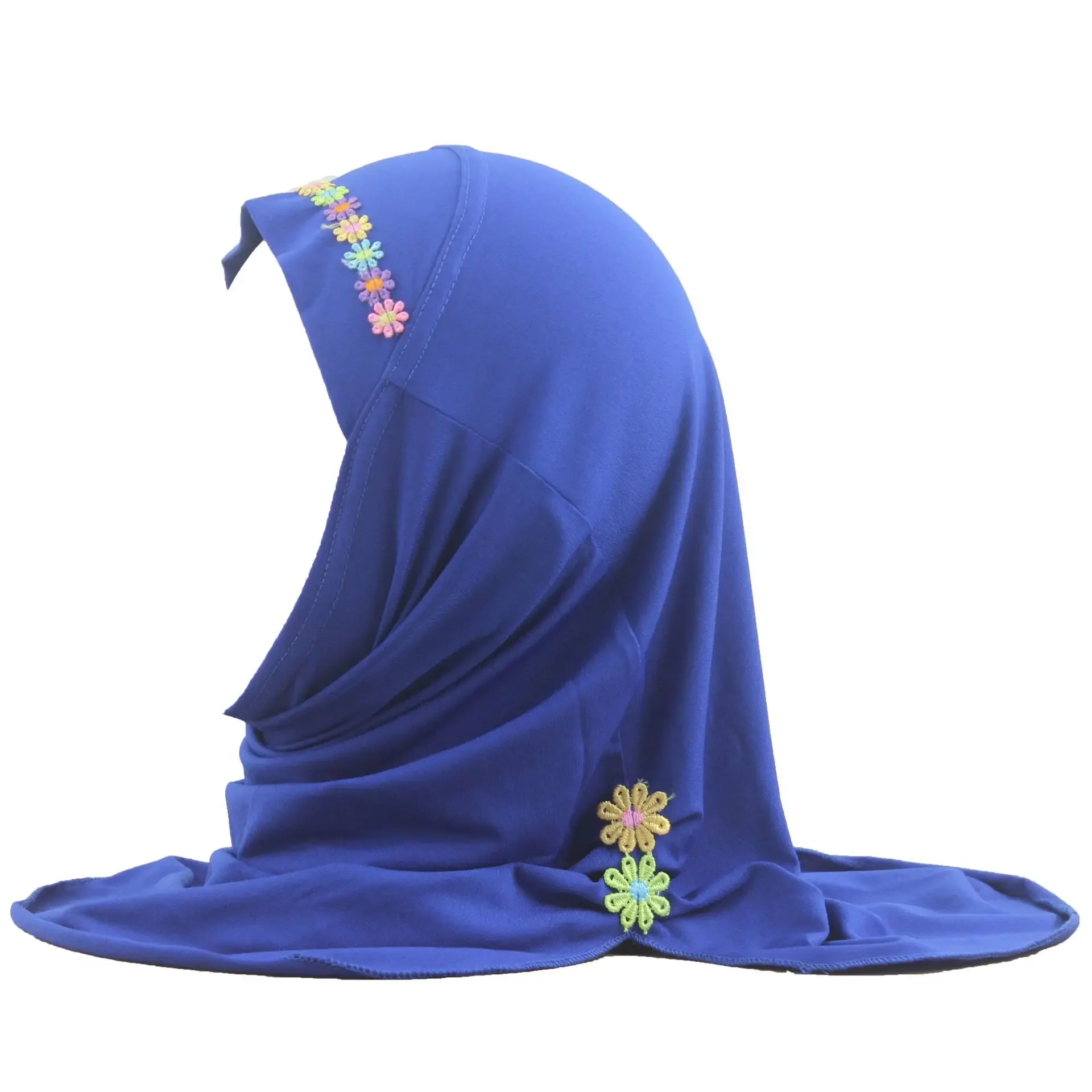 

Girls Kids Muslim Beautiful Hijab Islamic Arab Scarf Shawls Flower Pattern Solid Color Amira Hijab Headscarf Prayer Hat Headwrap