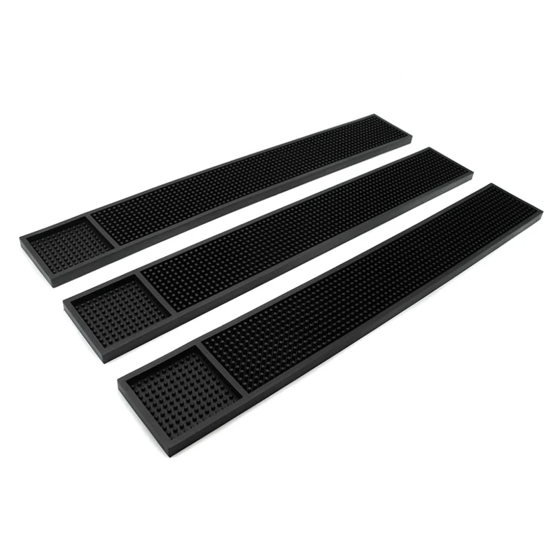 

3Pcs Home Bar Mat For Counter Top Black Bar Mats Home Bar Mat Non-Slip Drain Pad Desk Mats