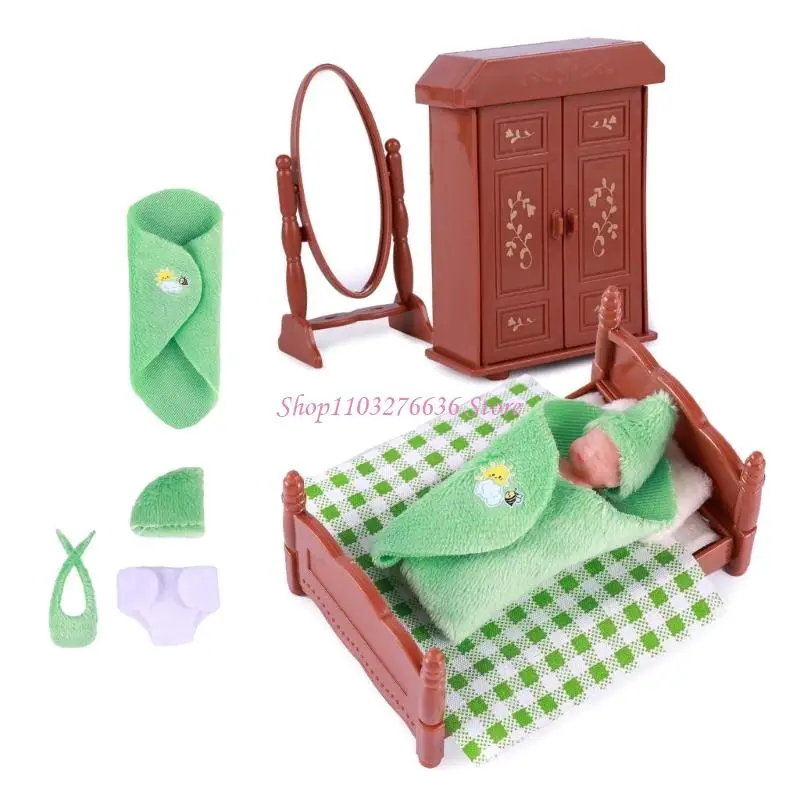 3 inch miniatuur siliconen reborns leven zoals babypop realistische babypop met hoed en slabbetjes voor ouderschap spelvoorziening