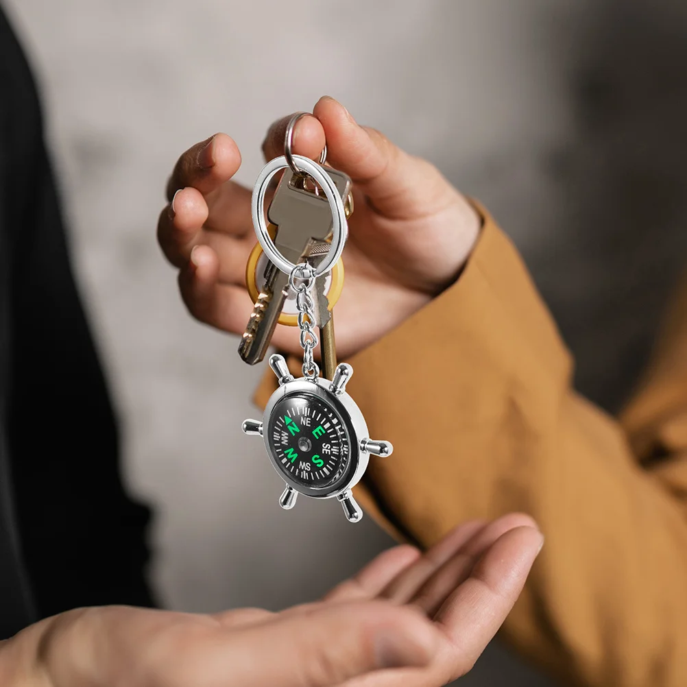 

1Pair Zinc Alloy Compass Keychain Portable Mini Pocket Compass for Hiking Camping Outdoor Adventure Navigation