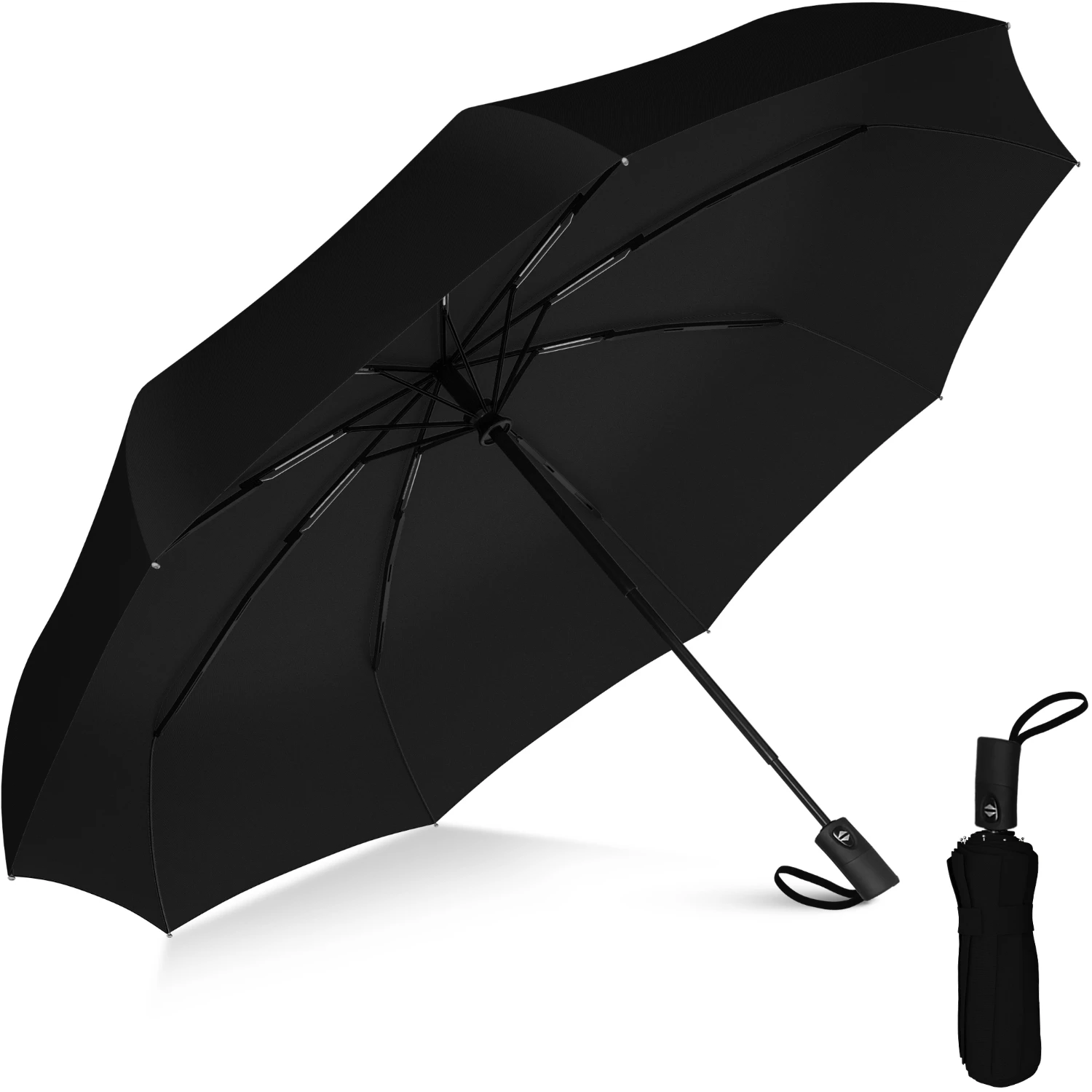 

Rain-Mate Compact Travel Umbrella, Pocket Portable Folding Windproof Mini Umbrella, Auto Open and Close Button, 9 Rib Reinforced