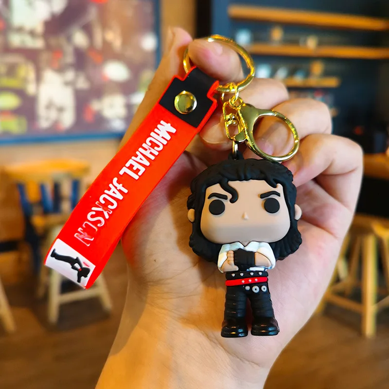 4 Styles King of Dance Jackson Keychain Classic Singer Key Ring Holder Pendant Key Chains Michael Jackson Men's and Women's Gift view 3