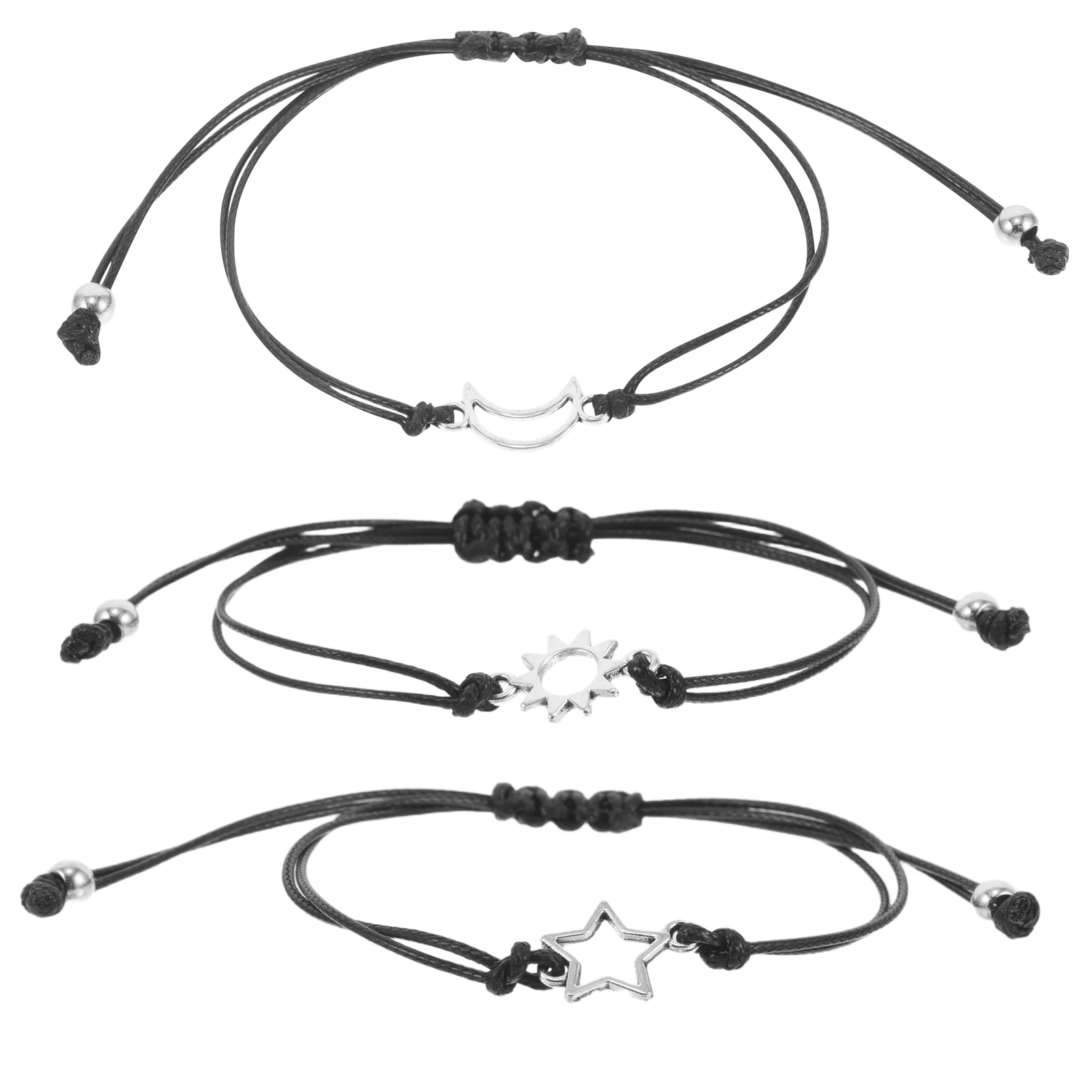

3 Pcs Charm Bracelet Sun Friendship for to Weave and Moon Bracelets Woven Wrist Decorative Star Lovers