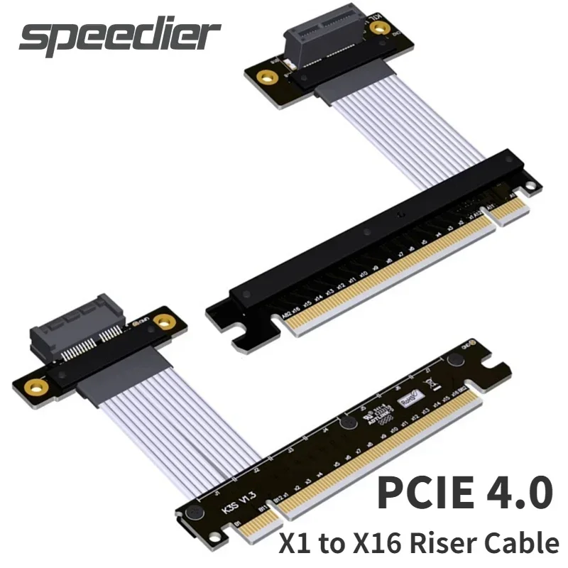 Silver-Plated Wire 4.0 Riser Card PCI-E 4.0 x16 to x1 Extension Cable PCI Express 1x to 16x Gen4.0 for Mainboard SSD GPU Adapter