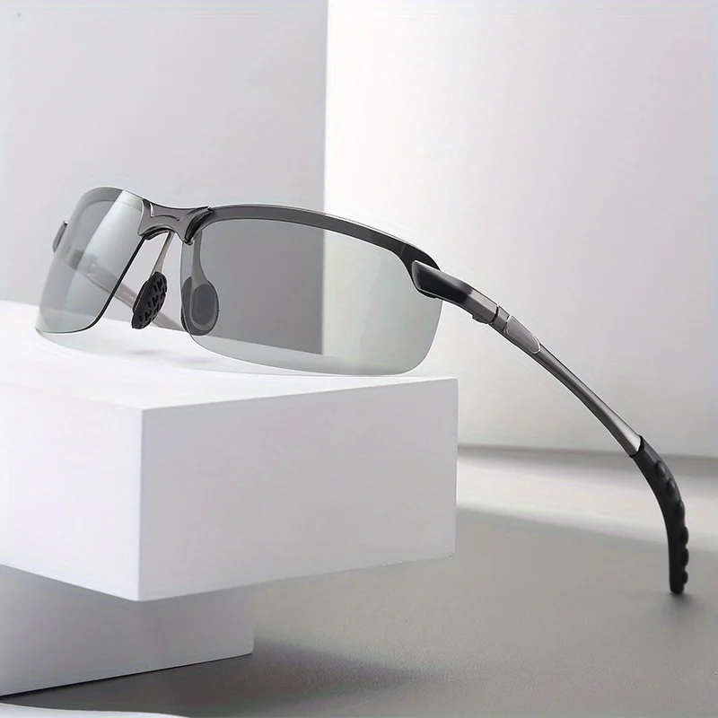 Photo chrome Sonnenbrille Männer Frauen polarisierte Sonnenbrille Metallrahmen Tag und Nacht Sonnenbrille Outdoor-Sport Fahren Angeln