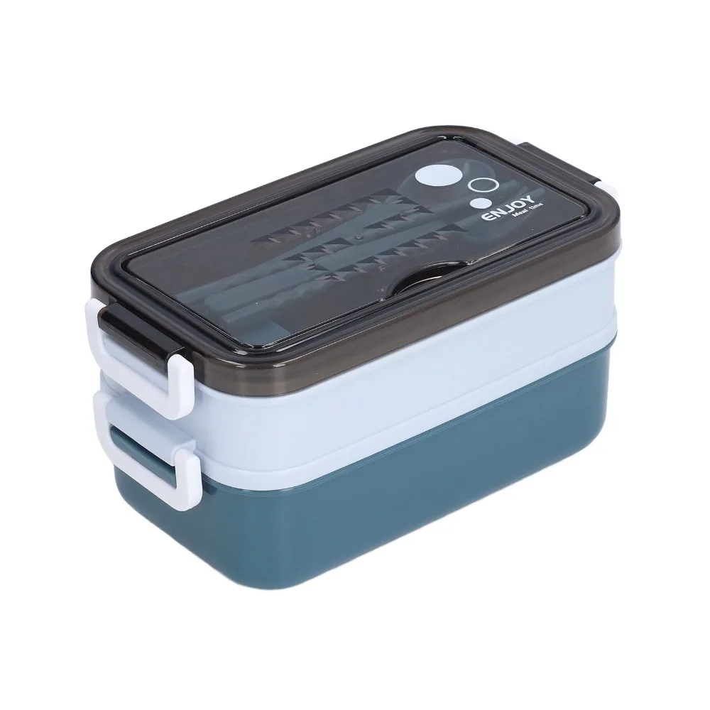 Convenient 304 Stainless Steel Insulated Lunch Box 2 Tier 1050ml Stackable Bento Box Thermal Food Container For Office