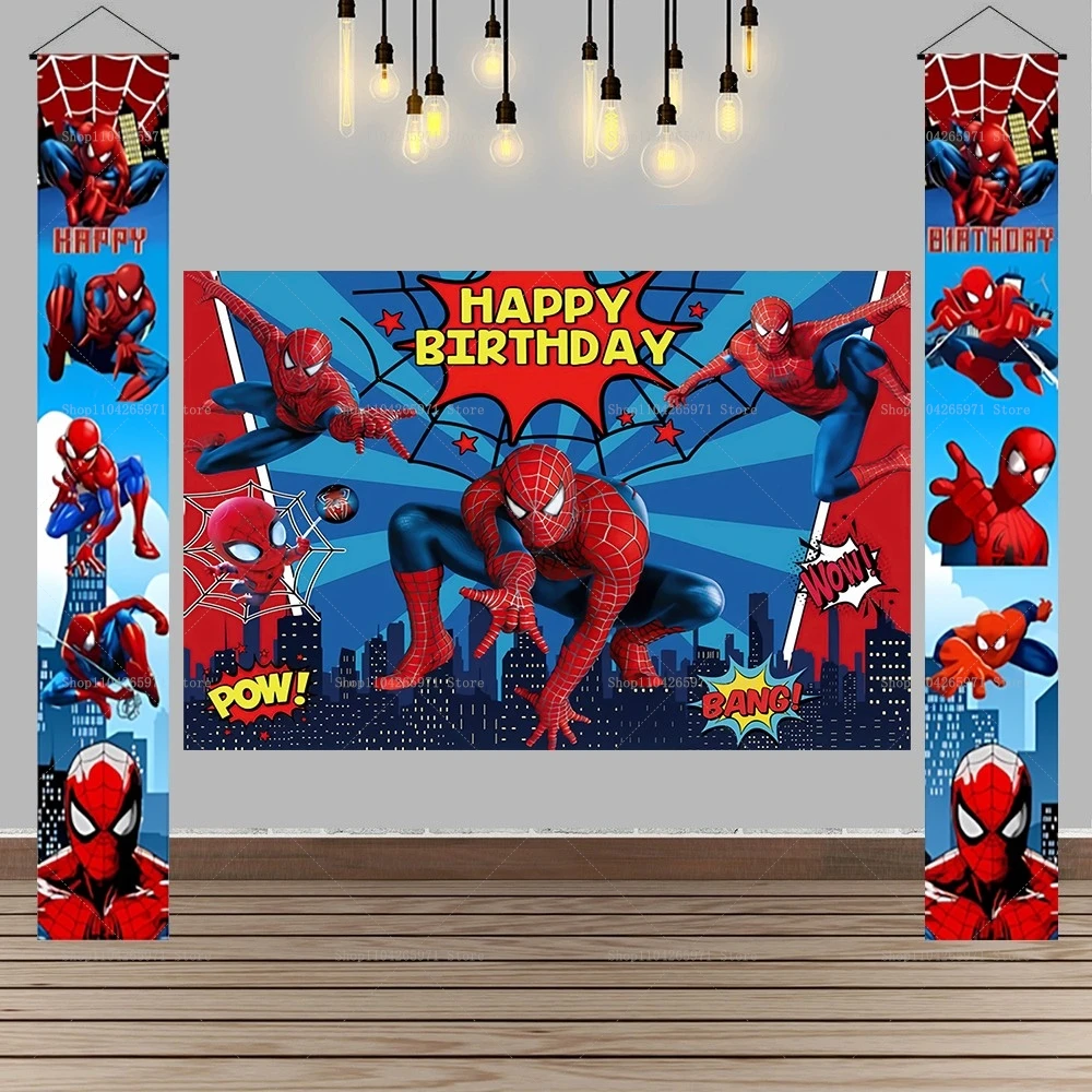 Spidey and His Amazing Friends Backdrop Spider-Man Birthday Party Decorations Boy Baby Gifts Kids Baby Shower Photo Booth Props view 2