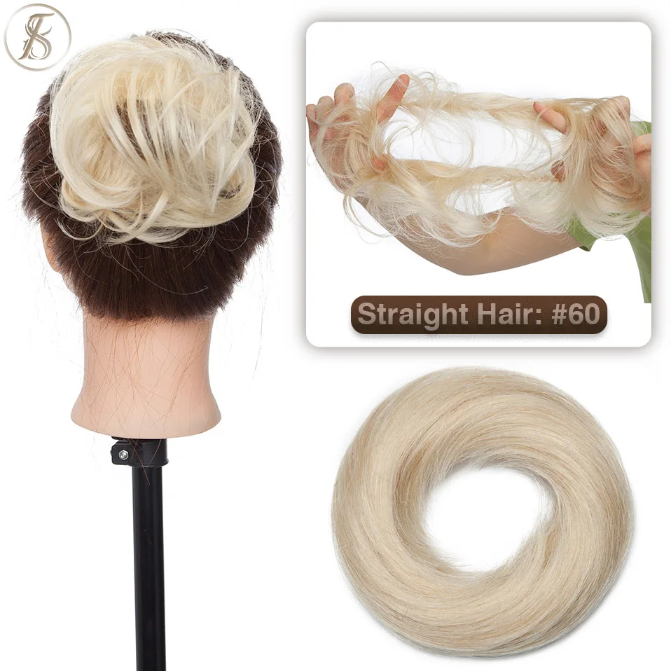 TESS 17g/23g Haar Brötchen Chignon 100% Menschliches Haar Lockiges Haar Elastische Donut Pferdeschwanz-haar Extensions Wrap natürliche Farbe Haarteil – Detail 15