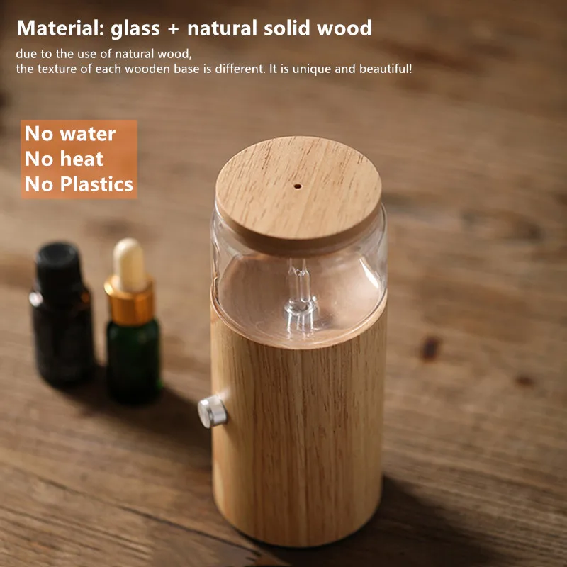 Difusor Elétrico Sem Água Aroma, Nebulizador De Óleos Essenciais, Máquina De Perfume De Vidro De Madeira, Difusor De Aromaterapia Para Casa