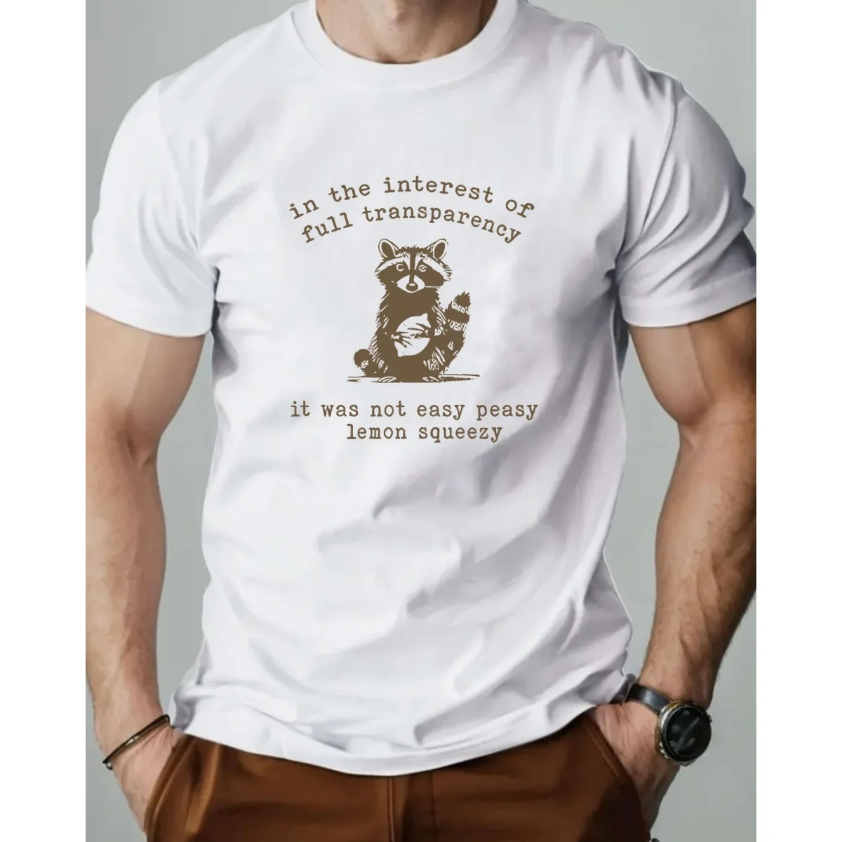 

New Raccoon Graphic 3D Printing Men's T-shirts Funny Animal Pattern Tees Summer Leisure Loose Crew Neck Short Sleeve Street Tops
