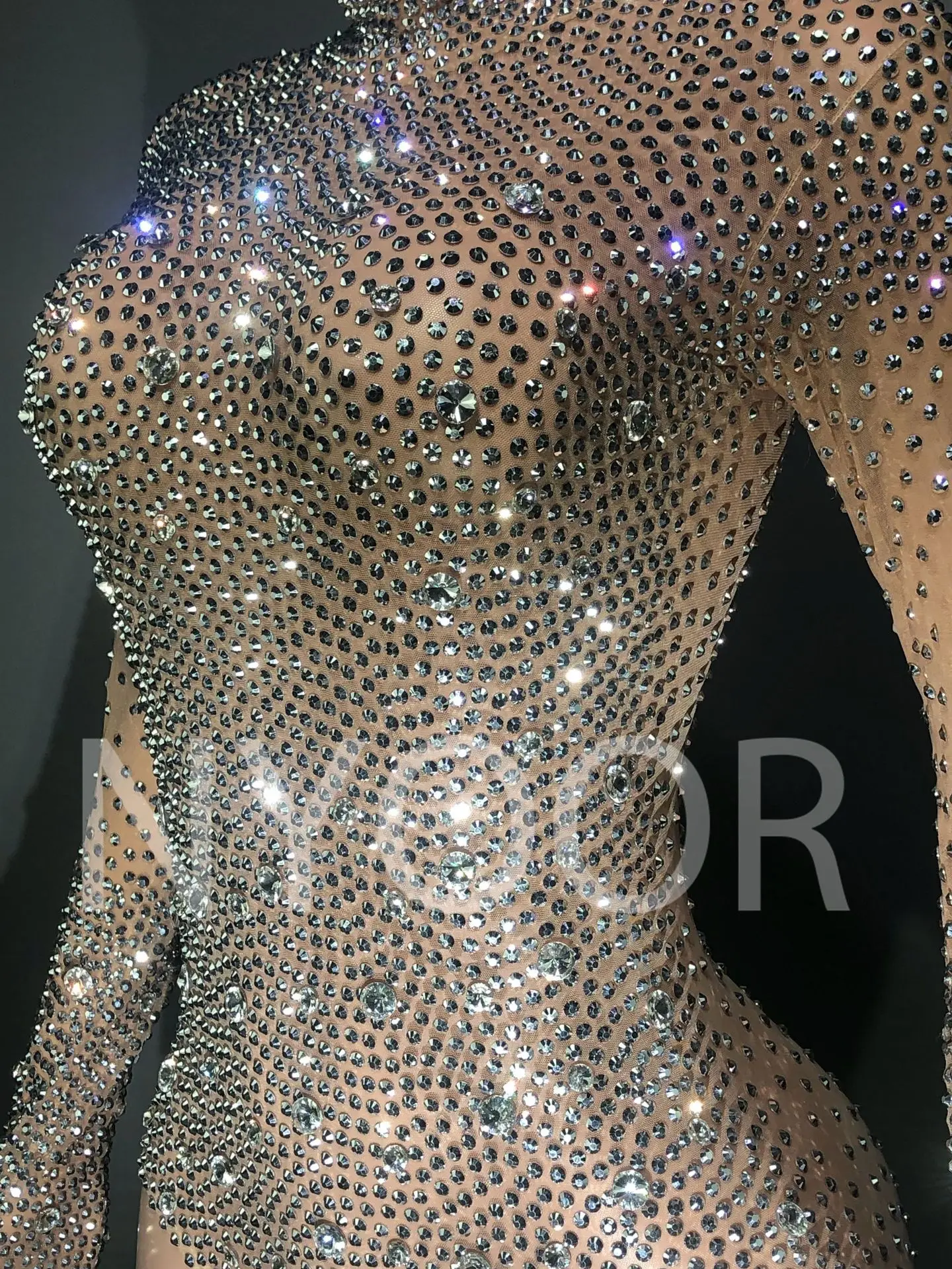 Silver Diamond Shiny Hot Agent Tech ถุงมือซิปตาข่ายปาร์ตี้เต้นรําชุด Abito Luxury Elegante Gala Damen Kleider Abendkleid Elegant