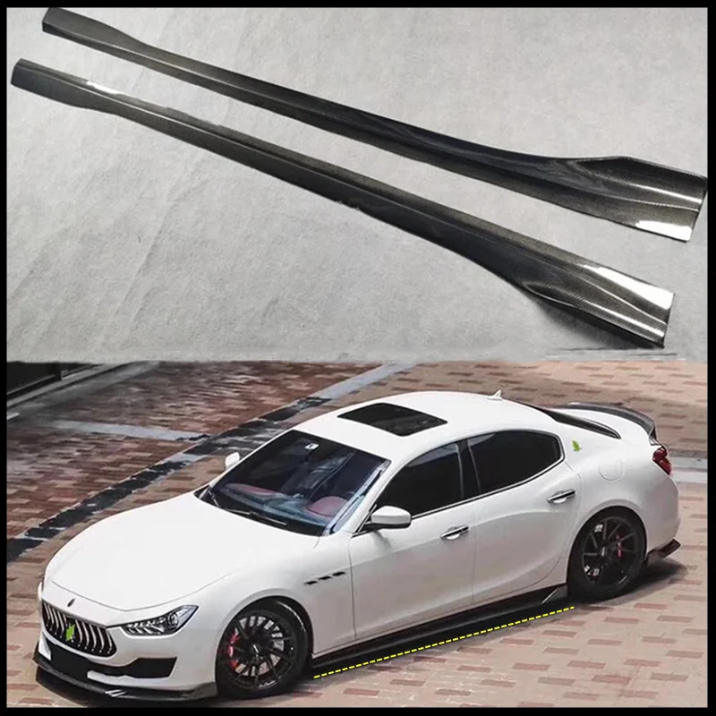 Real Carbon Fiber Body Side Skirt For Maserati Giboli 2013-2023 High Quality Kit Lip Spoiler Refits Splitter