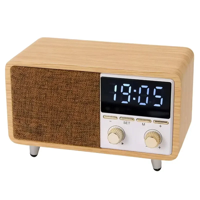 Vintage Wooden Bluetooth Speaker FM Radio Wireless Audio System Retro Home Decor Portable Sound Box Classic Design Gift Retro