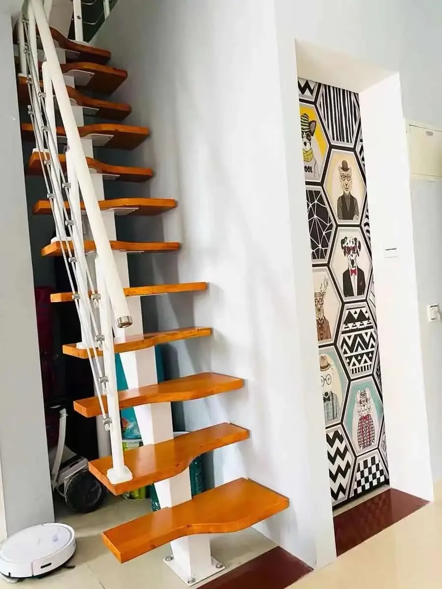 Factory Direct 2026 Top Rated Integral Staircase,small Apartment, Revolving Attic, Steel and Wood , Custom Staircase, Duplex Hom