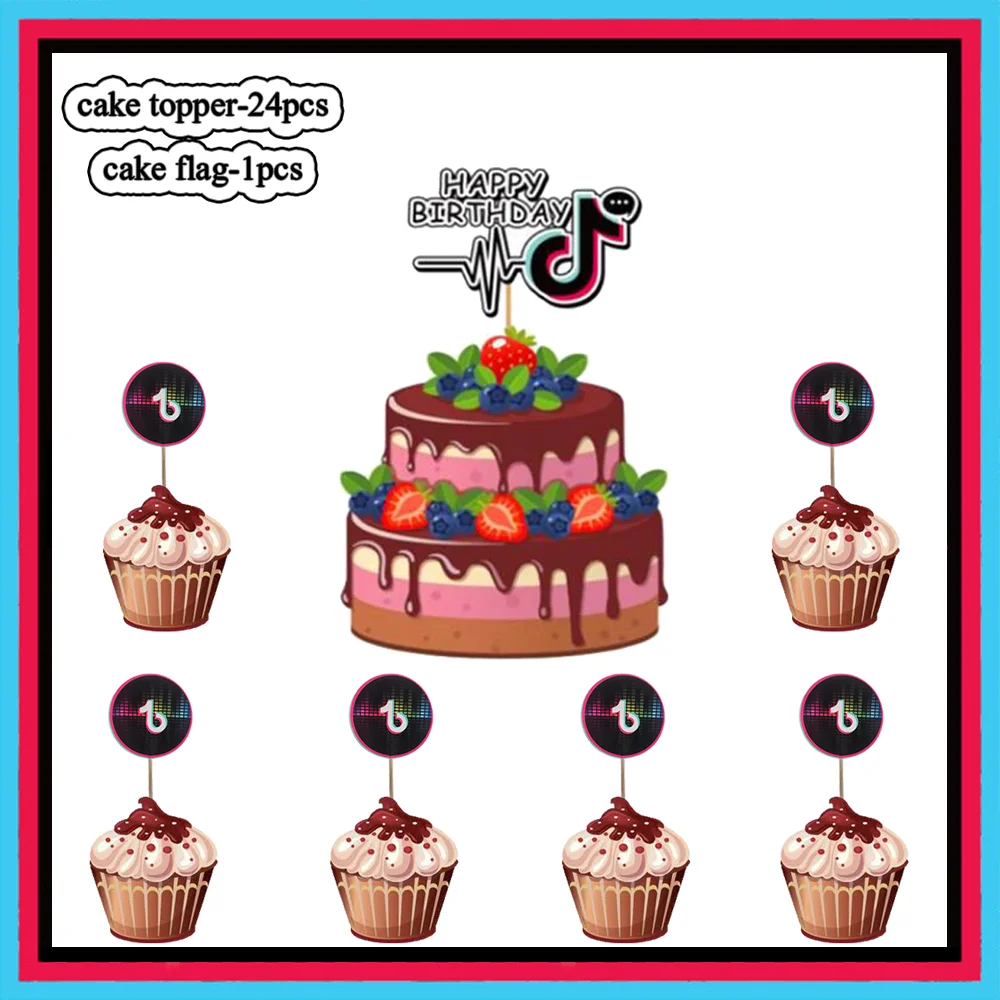 25 pz/lotto Toppers Cupcake Nuovo Tema Musicale Decorazione Della Festa di Compleanno Del Capretto Delle Ragazze Dei Ragazzi Forniture Regalo Baby Shower Cupcake Picks FAI DA TE