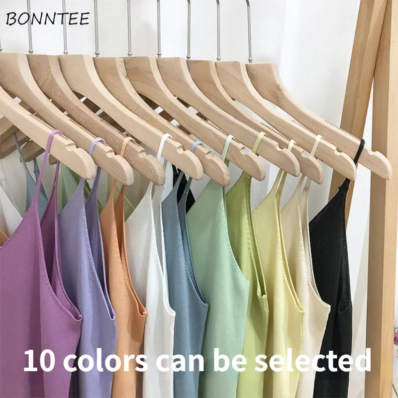 Camisole ผู้หญิงถัก Slim 10สีเรียบง่าย Crop Top เซ็กซี่ All-Match ฤดูร้อน OOTD Cool ผู้หญิงเก๋ๆใหม่แฟชั่น