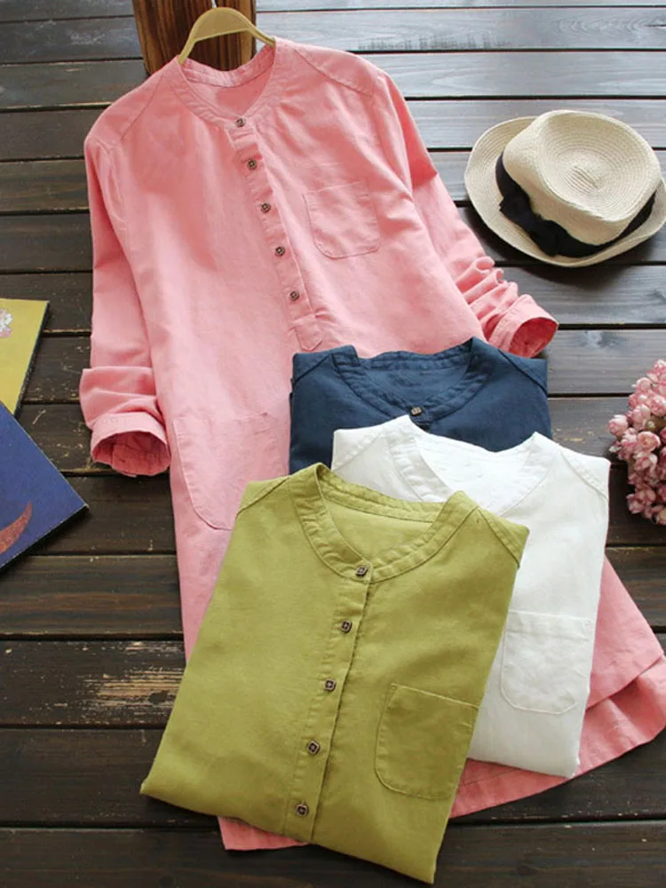 

Autumn Long Shirts ZANZEA Women Casual Long Sleeve Buttons Blouse Elegant Work Shirt Cotton Mini Shirt Dresses Short Vestidos