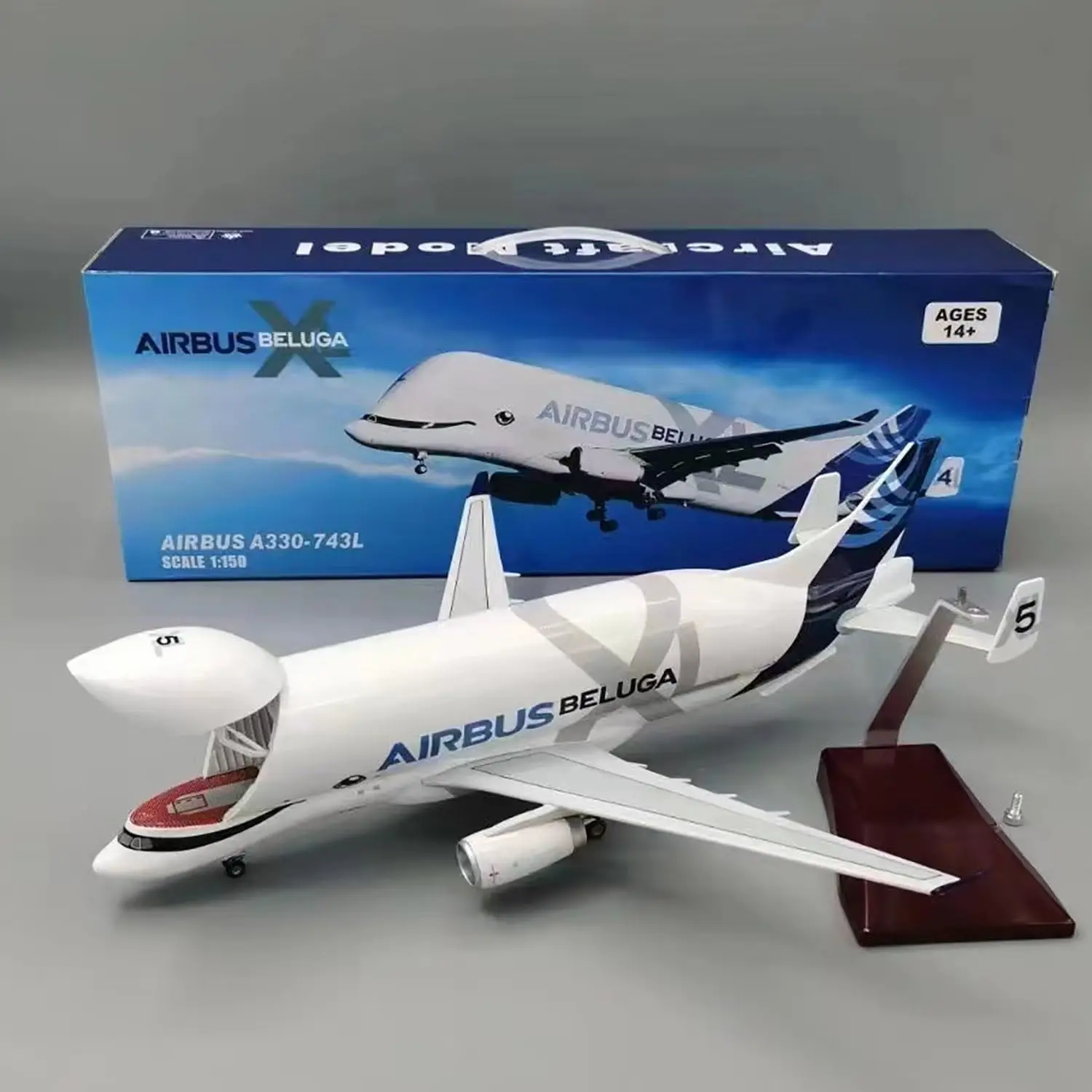 A330 Beluga Airways Airplane 42cm/20cm 1:150 Scale Diecast Resin Aircraft Metal Model Jet Openable Cargo Bay With Base Display
