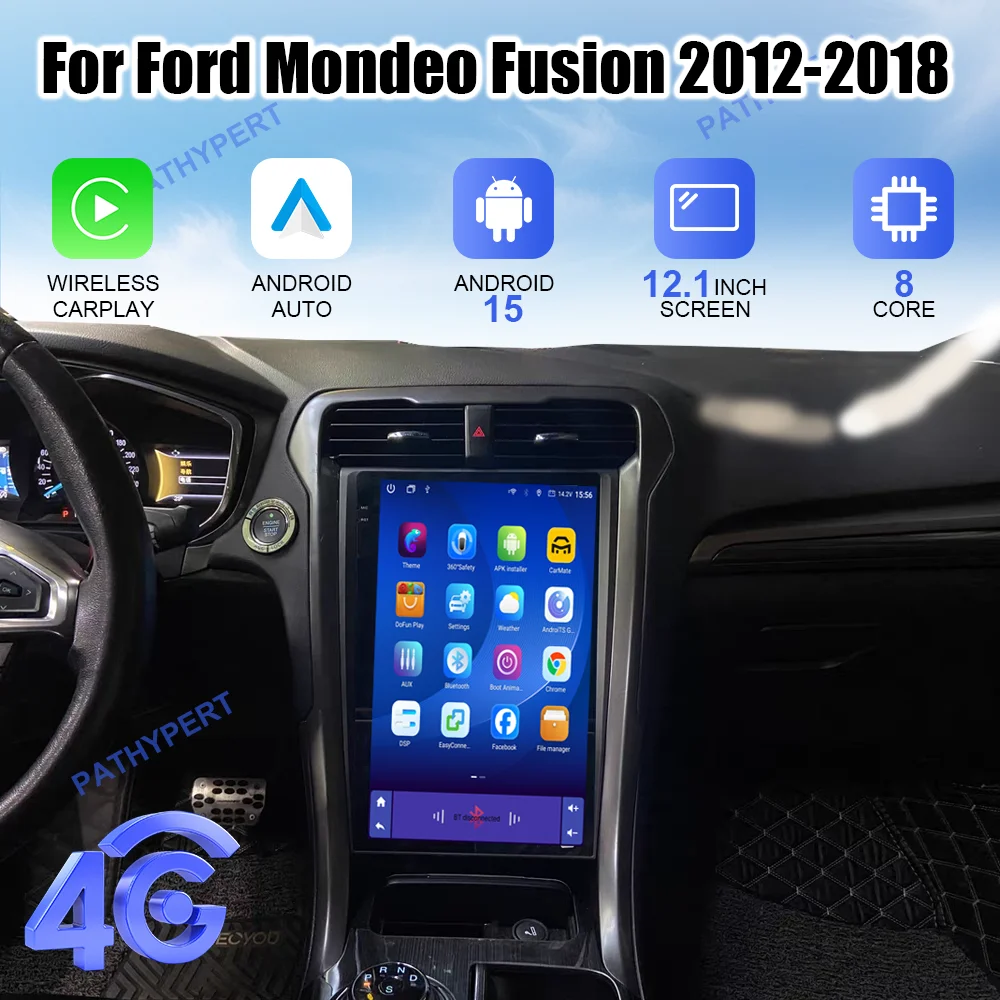 

Android 15 For Ford Mondeo Fusion 2012-2018 12.1" Tesla Scree Multimedia Car Radio Stereo Video Player CarPlay GPS Navigation 4G