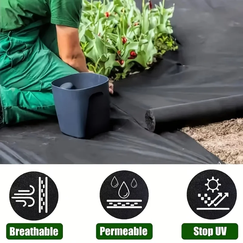 Garden Landscape Fabric Weed Barrier Heavy Duty Driveway Gardening Mat Polypropylene Ground Cover Flower Vegetable Raised Beds
