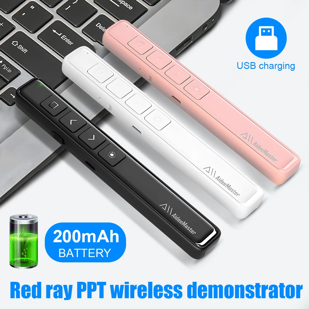 AideeMaster RF2.4GHz Wireless Presentation Clicker Powerpoint Pen Remote Control Flip Pen for Office Teaching Projector