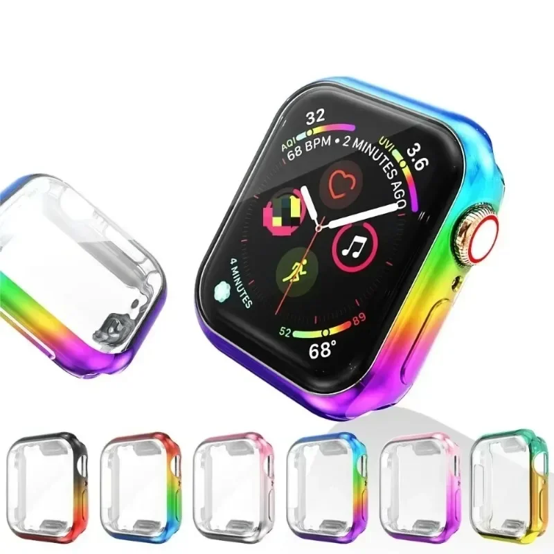 Stuk Regenboog Horloge Hoesje Voor Apple Iwatch Serie 7 6 5 4 Se 40Mm 44Mm Bumper Schermbeschermer Iwatch Serie 3 2 1 38Mm 42Mm