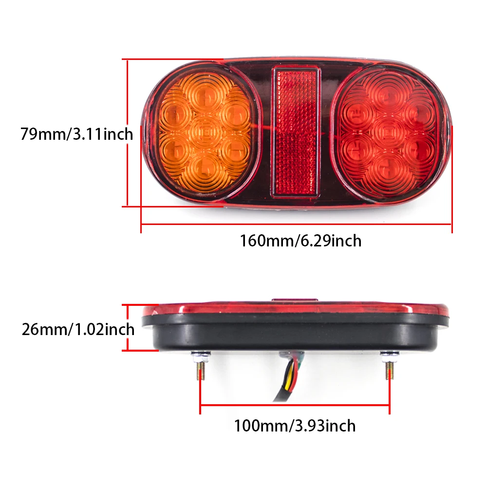 Luz LED trasera de freno para coche, indicador de señal para Camper, remolque, caravana, furgoneta, UTE, 2 piezas, 12V, 24V