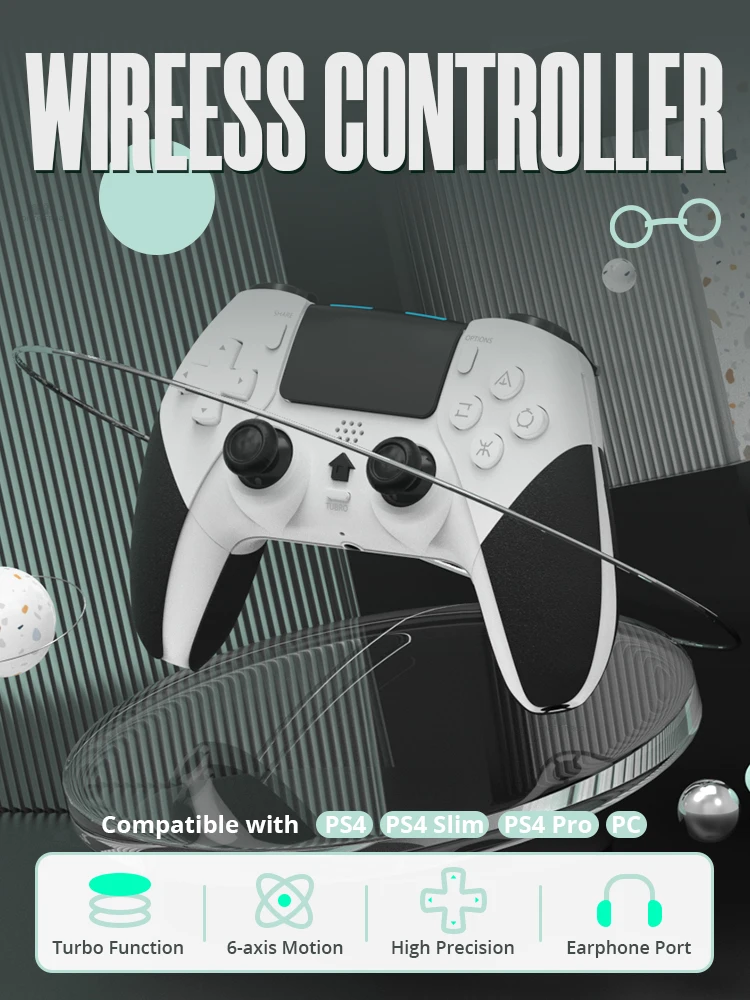 DATA FROG Kabelloser Gamecontroller für PS4 / für PS4 Pro / für PS4 Slim, Gamepad-Joystick für PC Dual-Vibration-Controller – Detail 1