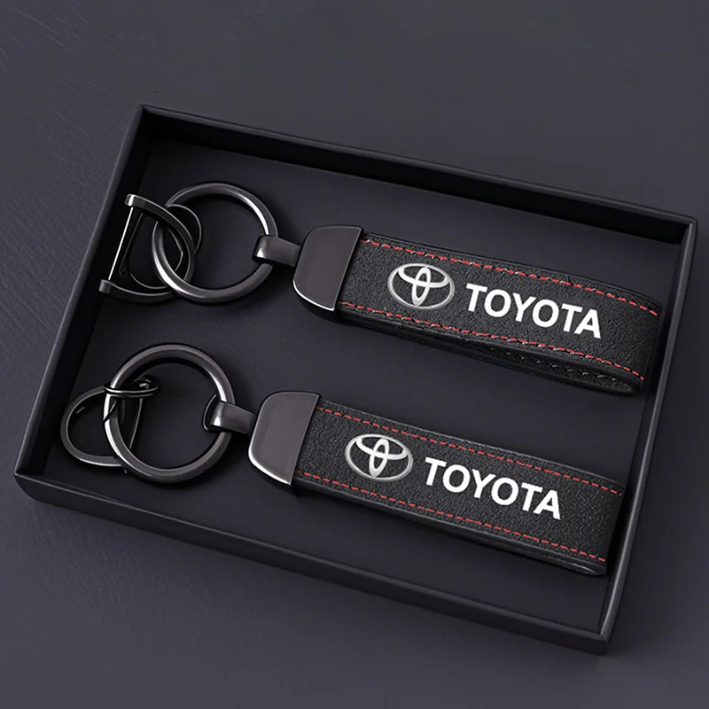 With Car Logo Key Rings Accessories Man Suede Keychain For Toyota Yaris Corolla Prius Auris CHR Camry RAV4 Avalon Avensis Sienna