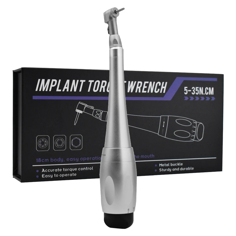 Universal Dental Implant Torque Wrench with 12 Driver, Dentistry Latch Head Handpiece 5 to 35 N.cm