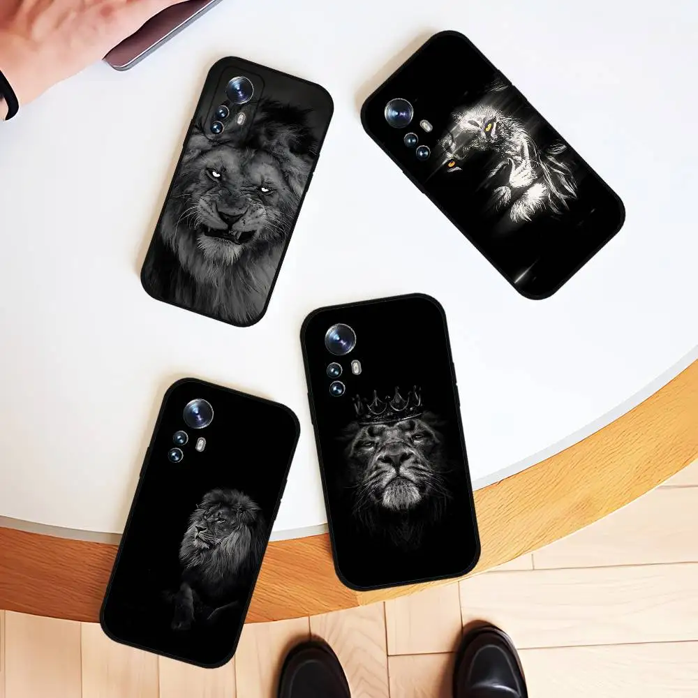 

Detailed And Perforated Colorful Lion Black Shockproof Phone Case Snug Fit For Xiaomi 12,11,12S Ultra & Redmi Note 11,10T,9,9A,8