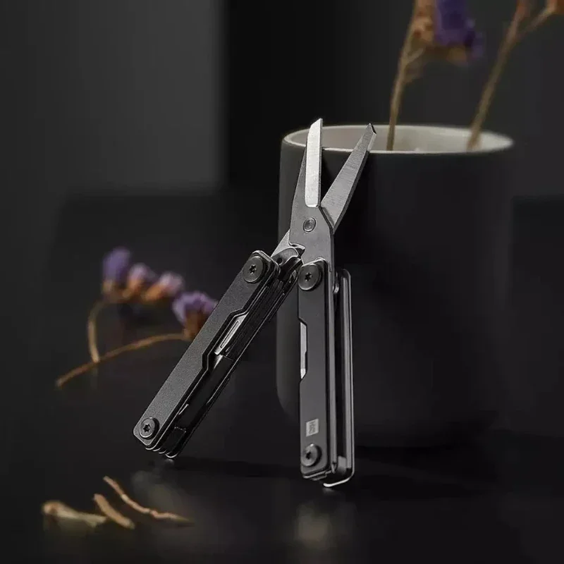 HUOHOU Mini Multi-Function Knife Pocket Folding Knife Stainless Steel Aluminum Alloy Scissors Camping 10 in 1 Screwdriver
