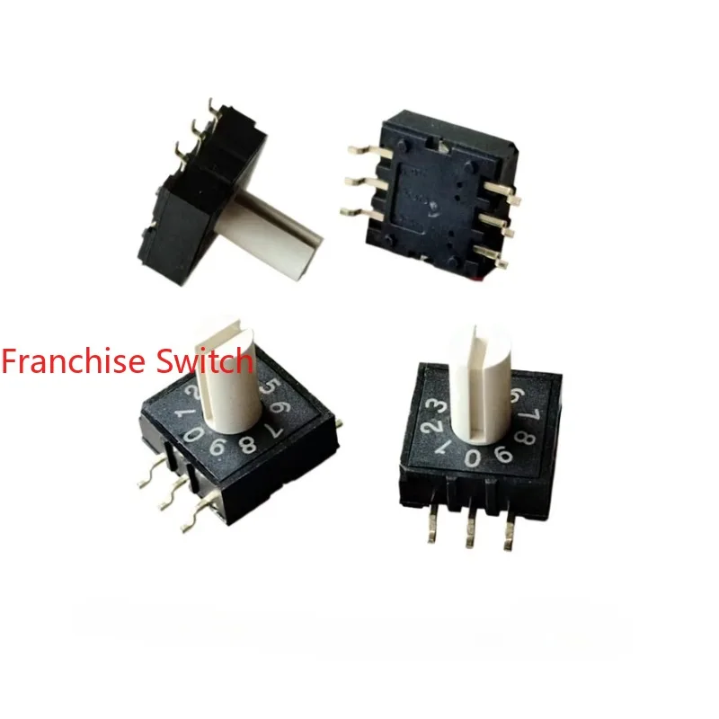 

10PCS RM3HAF-10R-V-T/R 0-9/10-bit Rotary Dial Coded Switch With Handle 3:3Pin