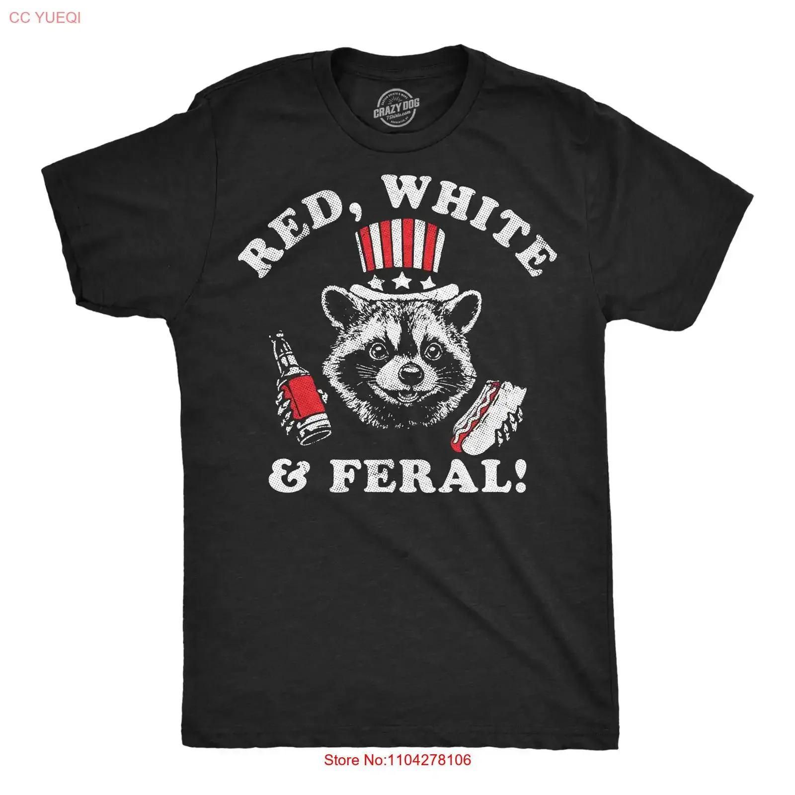 Mens Funny T Shirt Red White and Feral Sarcastic Fourth Of July Novelty vintage Washed Soft Casual Breathable graphic fashion