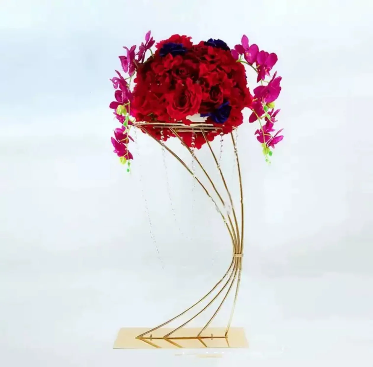 

Shiny Gold Arch Flower Stand, Tall Metal Road Lead, Wedding Centerpiece, Flowers Rack for Event Party, Home Decoration, 84cm, 10