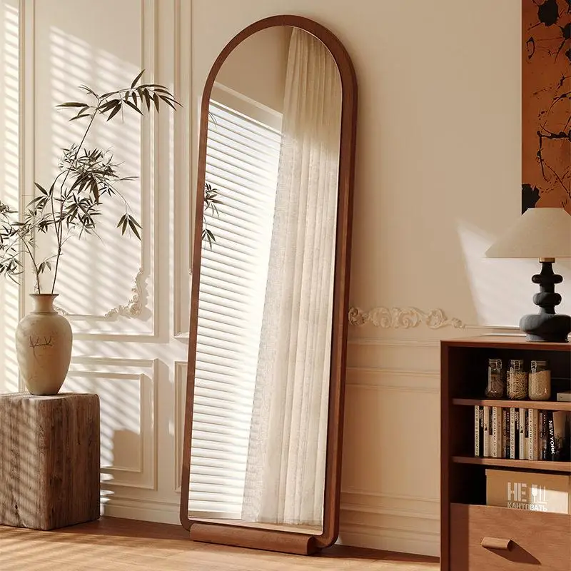 Full-Length Mirror for Trying Clothes Wall-Mounted Arch Living Room Floor-Standing Mirror against the Wall Vintage Style
