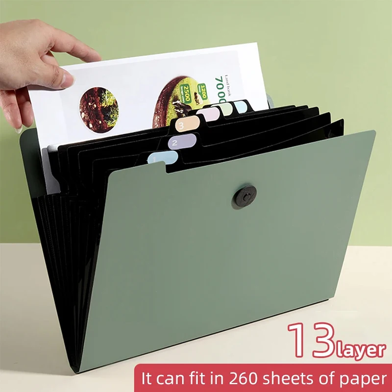 

13 Layers Office Business Trip A4 File Folder Storage Bag Test Paper Desktop Storage School Stationery Office Supplies