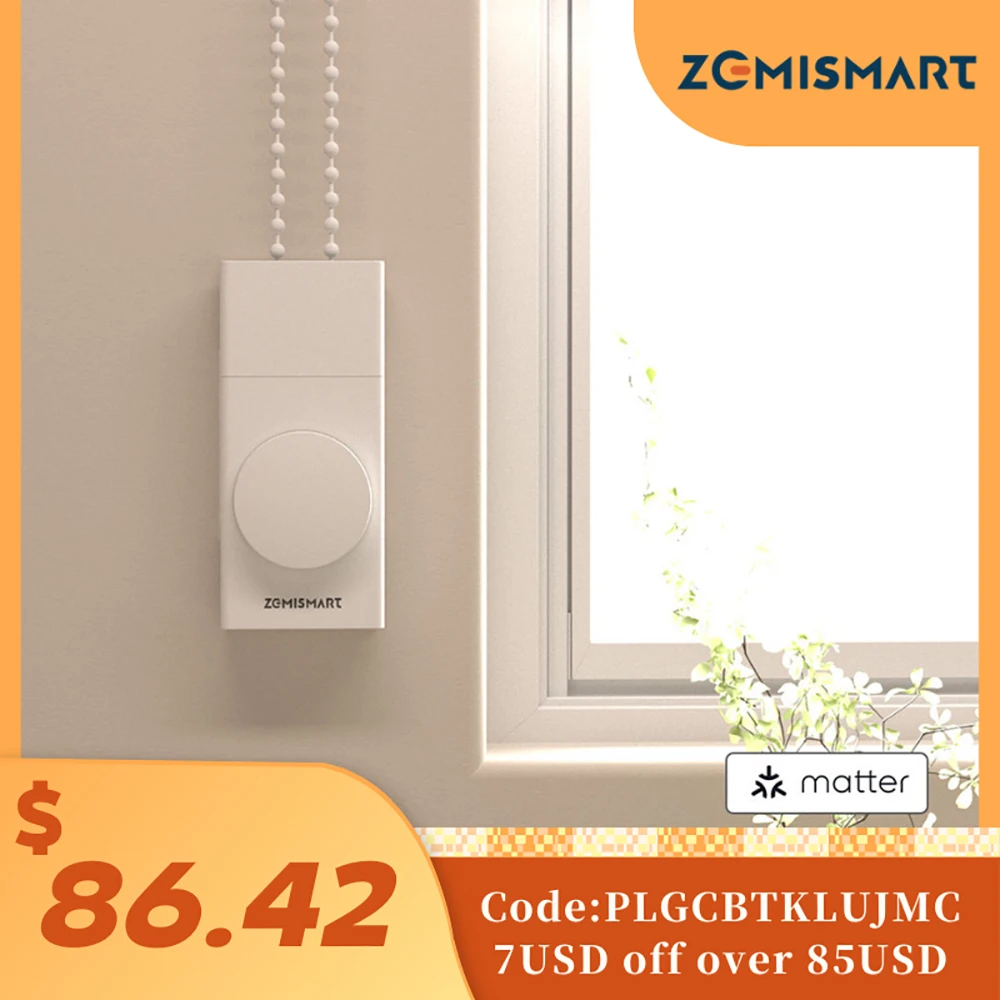 Matter over Thread Smart Roller Shade Driver Built-in Battery Knob Control Work with Homekit Alexa Google Home Smartthings APP