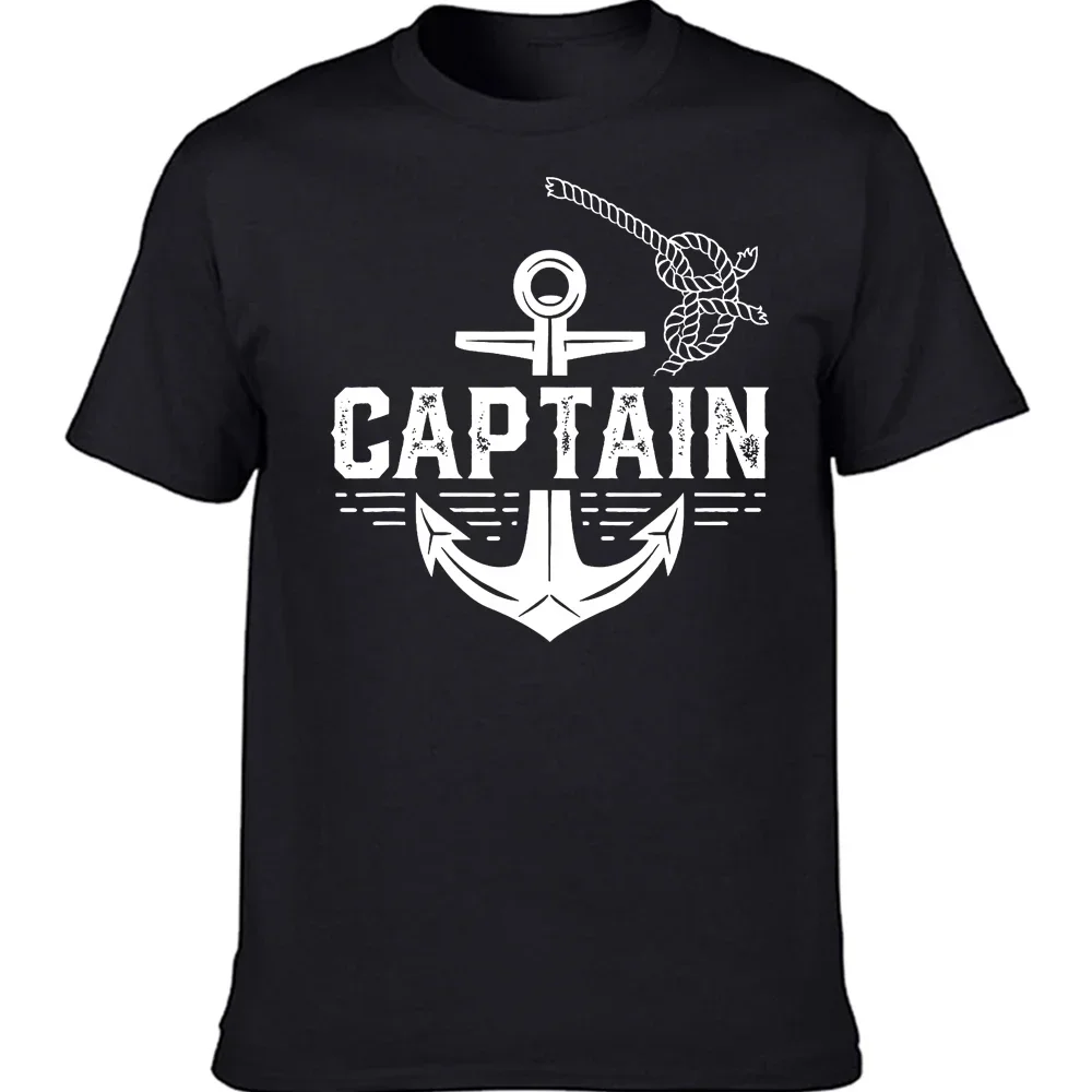 Novelty Awesome T-shirt Captain T-shirt Men Anchor Skull Nautical Sea Sailor Ship Marine Fashion Cool Gift Marines Round Collar