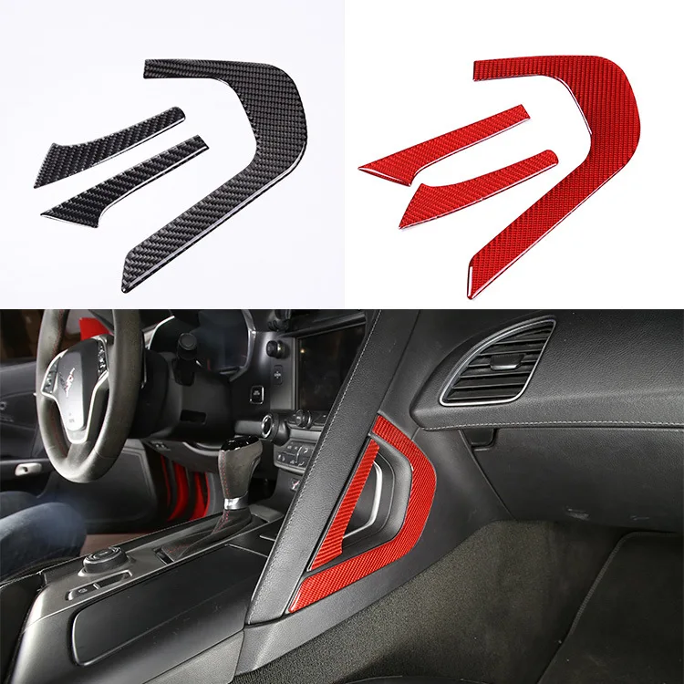 

co-pilot central control armrest panel sticker For 14-19 Corvette C7 real carbon fiber soft