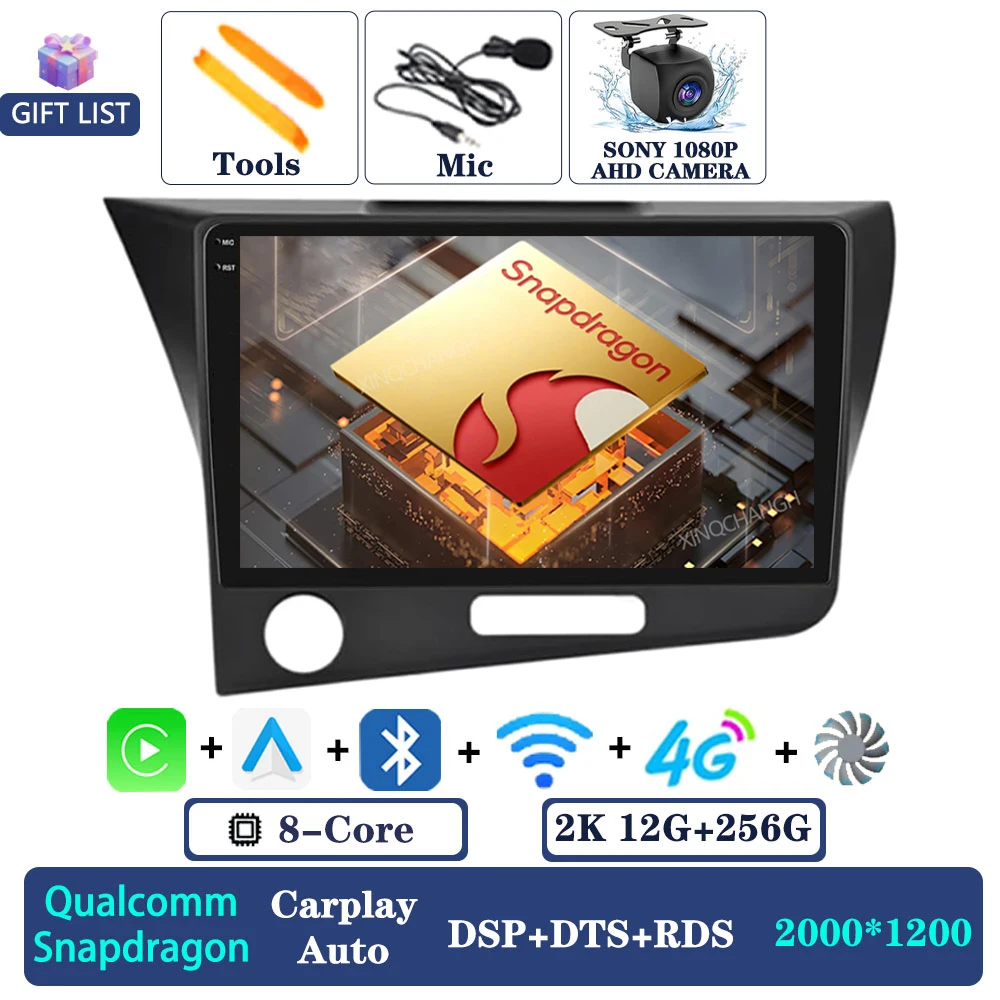 Android 15 Autoradio Voor Honda CRZ CR-Z 2010-2016 QLED Multimedia Stereo Video Player 4G LTE 5G WIFI 2DIN BT Carplay Auto GPS